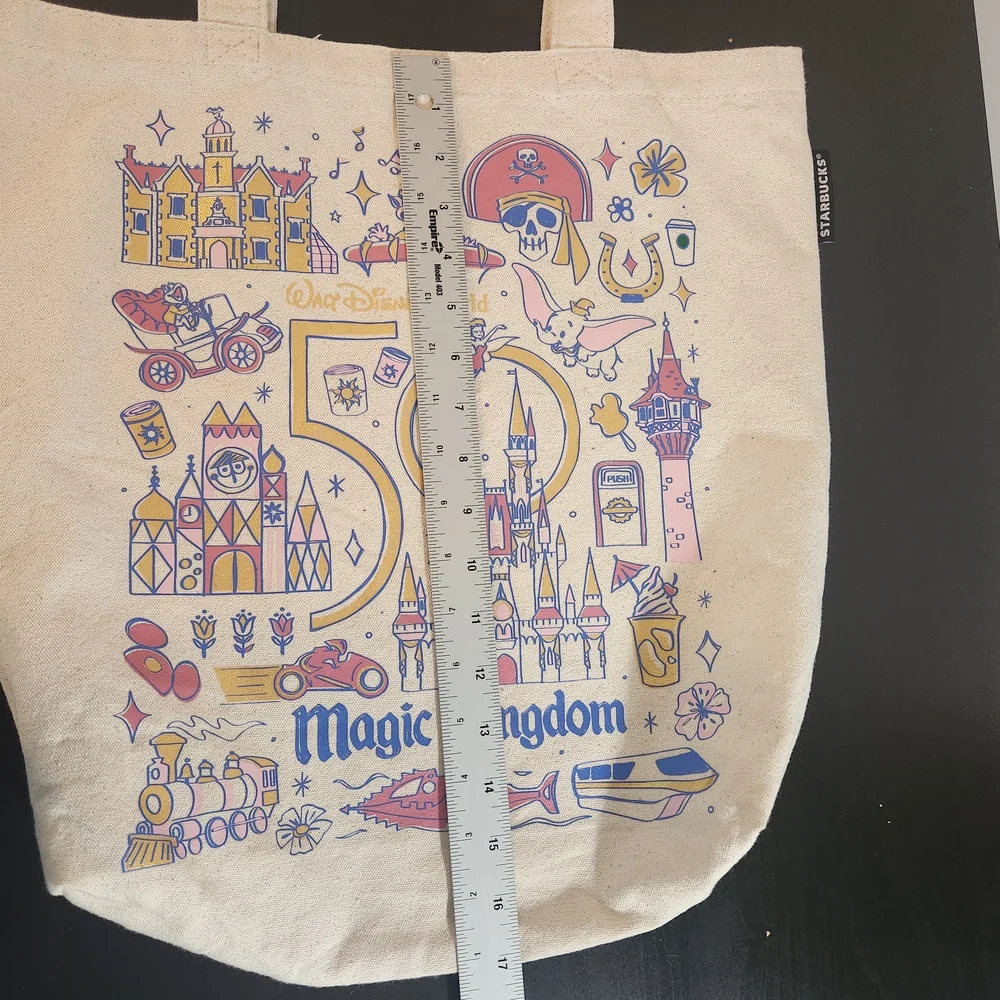 Walt Disney 50 Anniversary Magic Kingdom Starbucks Been There Series Canvas Bag - Picture 5 of 10